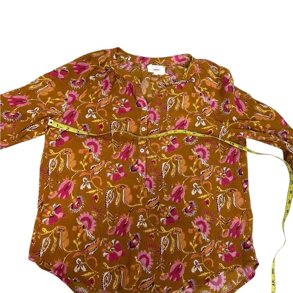 Xirena Sunset Estey Blouse Long Sleeve Camel Tan Floral Cotton Size Medium Boho - Picture 6 of 11